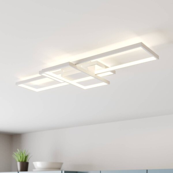Lindby Poppy LED stropní světlo s funkcí stmívání, stmívatelný, Bílá / opál, Obývací pokoj / jídelna, Hliník, Moderní