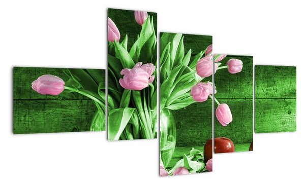 Tulipány ve váze, obraz na stěnu (150x85cm)