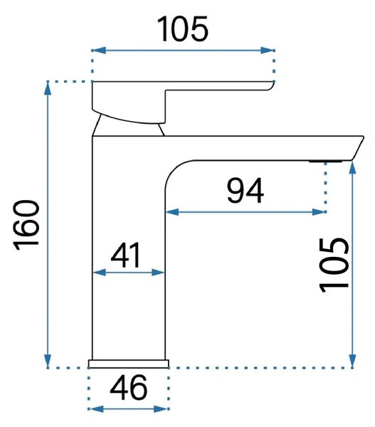 Rea Argus, umyvadlová baterie h-160, černá matná, REA-B6210