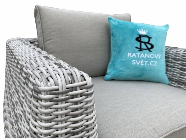 Zahradní set z umělého ratanu - světle šedý - GRACE II