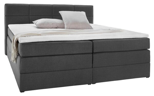 Čalouněná Boxspring postel Greta, tmavě šedá, 180x200