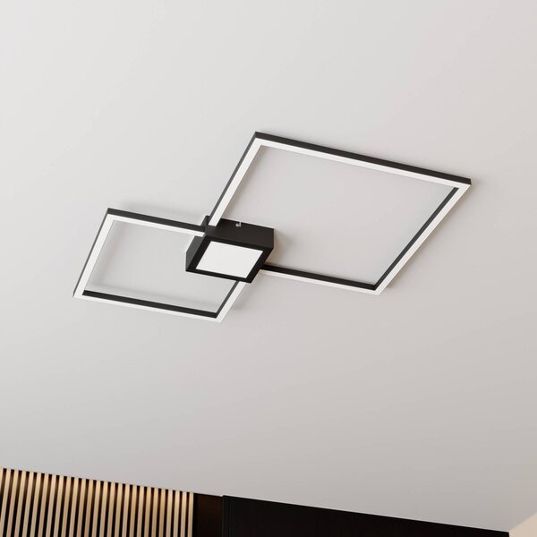 Lindby Duetto LED stropní svítidlo antracit 28 W, stmívatelný, Černá, Obývací pokoj / jídelna, Hliník, Moderní