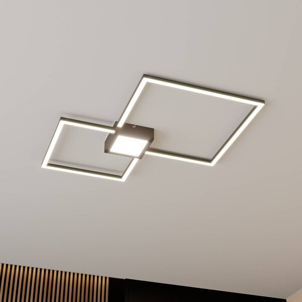 Lindby Duetto LED stropní svítidlo antracit 28 W, stmívatelný, Černá, Obývací pokoj / jídelna, Hliník, Moderní