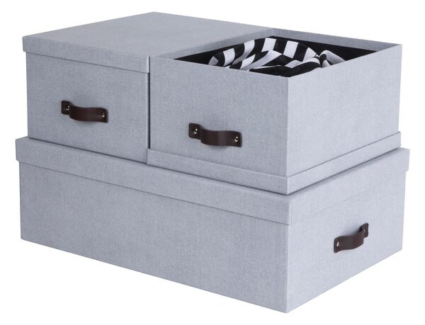 Světle šedé kartonové úložné boxy s víkem v sadě 3 ks 31x47x15 cm Inge – Bigso Box of Sweden