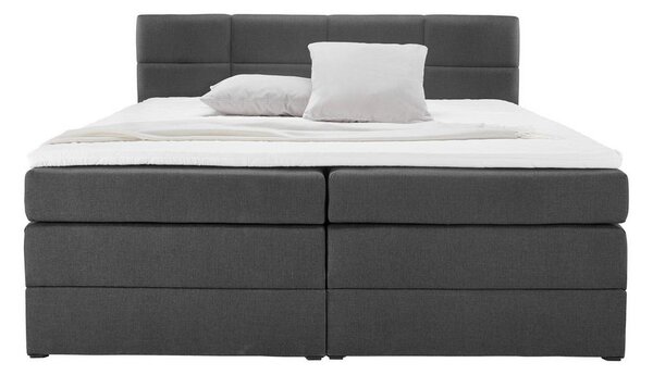 Čalouněná Boxspring postel Greta, tmavě šedá, 180x200