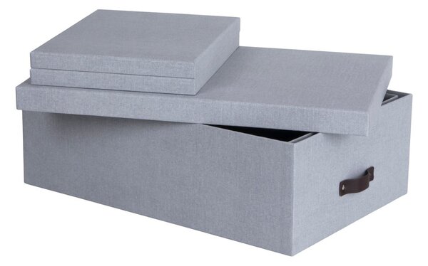 Světle šedé kartonové úložné boxy s víkem v sadě 3 ks 31x47x15 cm Inge – Bigso Box of Sweden