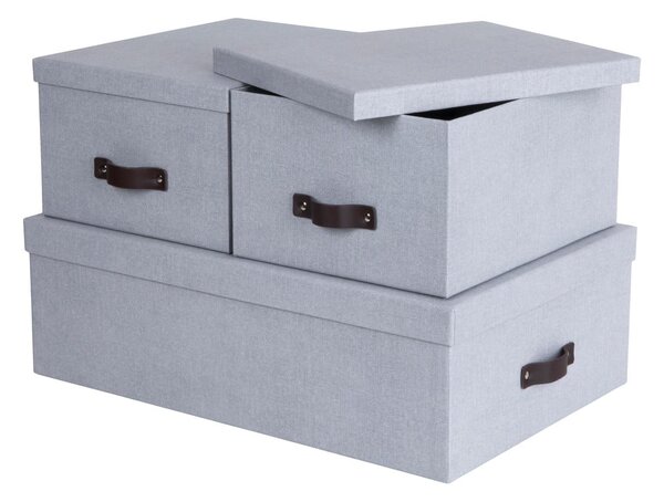 Světle šedé kartonové úložné boxy s víkem v sadě 3 ks 31x47x15 cm Inge – Bigso Box of Sweden