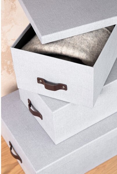 Světle šedé kartonové úložné boxy s víkem v sadě 3 ks 31x47x15 cm Inge – Bigso Box of Sweden