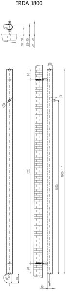 Vertaduro - Koupelnový radiátor s termostatem ERDA 400W 180x5 cm černá