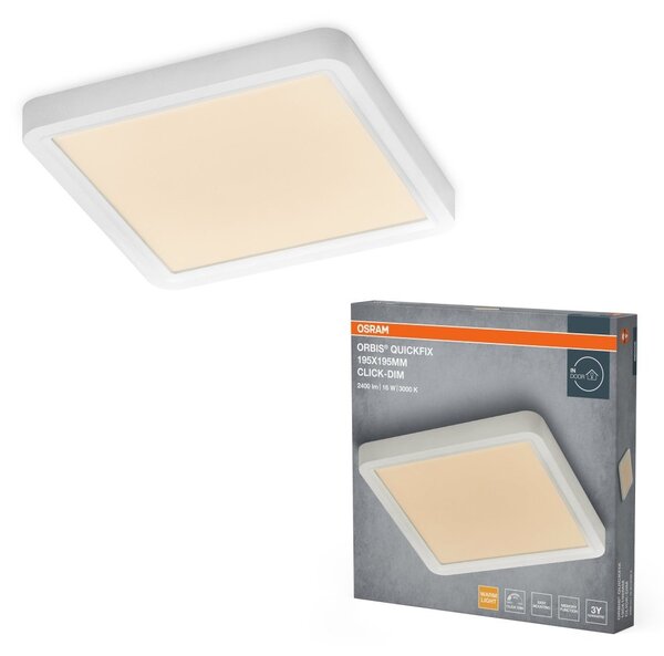 Bílý LED Panel ORBIS 195x195mm 16W Click Stmívatelný, Teplá Bílá
