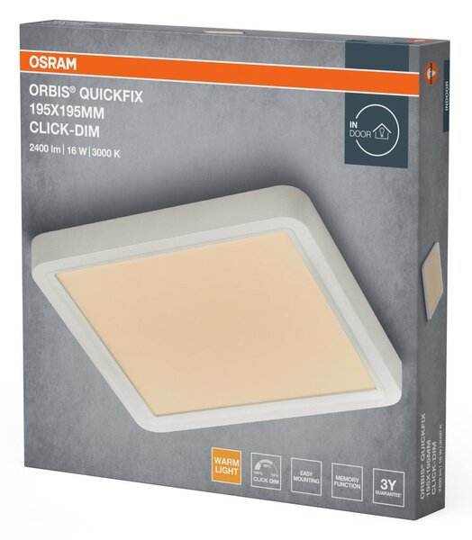 Bílý LED Panel ORBIS 195x195mm 16W Click Stmívatelný, Teplá Bílá
