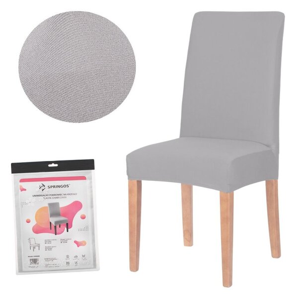 Potah na židli elastický, světle šedý SPRINGOS SPANDEX