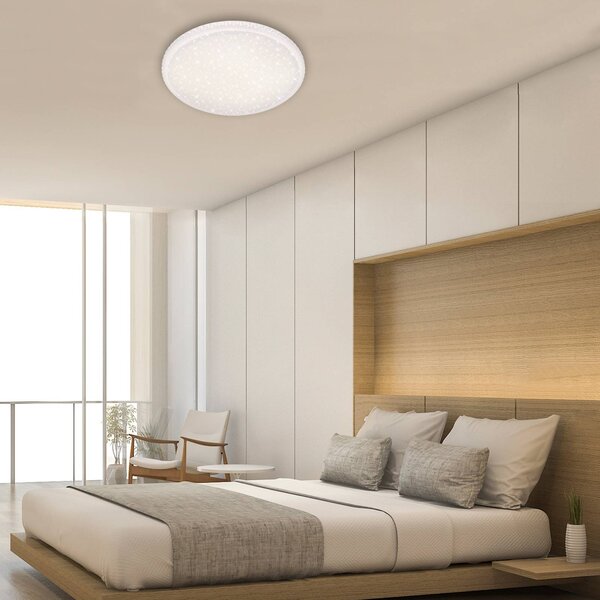 Briloner Stropní svítidlo LED Style, dálkové ovládání, stmívatelný, Bílá / opál, Obývací pokoj / jídelna, Plast, Moderní