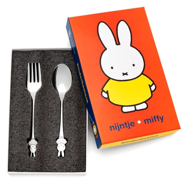 Nerezový dětský příbor ve stříbrné barvě Miffy – Zilverstad
