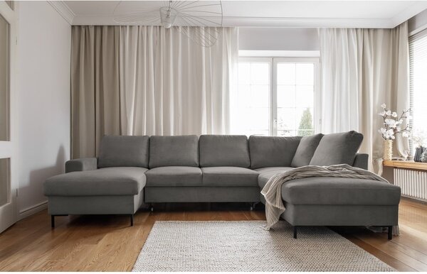 Šedá manšestrová rozkládací rohová pohovka (pravý roh) Lofty Lilly – Miuform