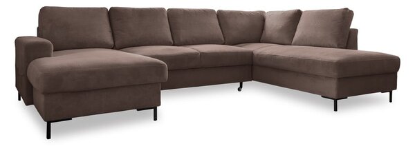 Hnědá manšestrová rozkládací rohová pohovka (pravý roh) Lofty Lilly – Miuform
