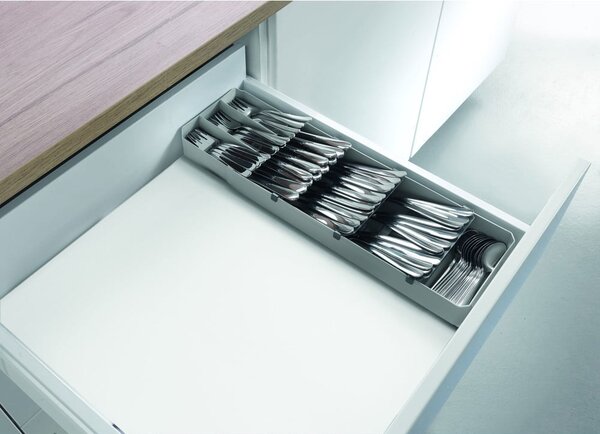 Šedý plastový příborník do zásuvky 15 x 49 cm – Metaltex