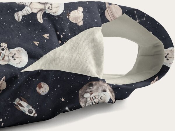 Lehký spací pytel s nohavicemi MEDVĚD VE VESMÍRU tmavý M (vel. 104/110)