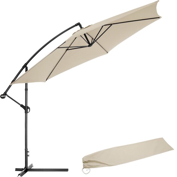 Tectake Slunečník s boční nohou 350 cm, s obalem - béžová