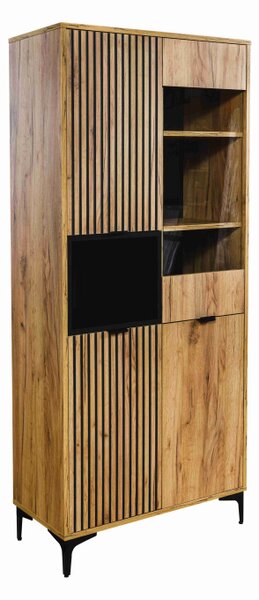 ARTEN (NANO Systems s.r.o.) Vitrína Piano 3D1V zlatý dub/černá