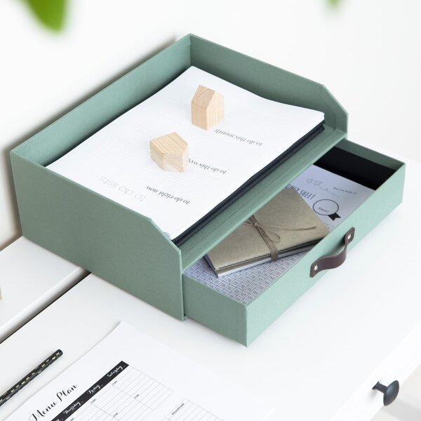 Zelený kartonový organizér zásuvkový/na dokumenty Walter Canvas Paper Laminate – Bigso