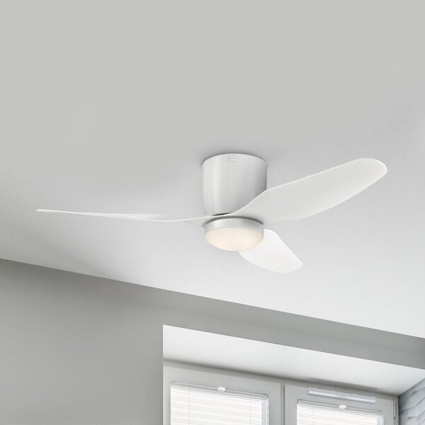 Westinghouse Stropní ventilátor LED Carla, tichý, 117 cm, bílý, stmívatelný, Bílá / opál, Obývací pokoj / jídelna, Plast, Moderní