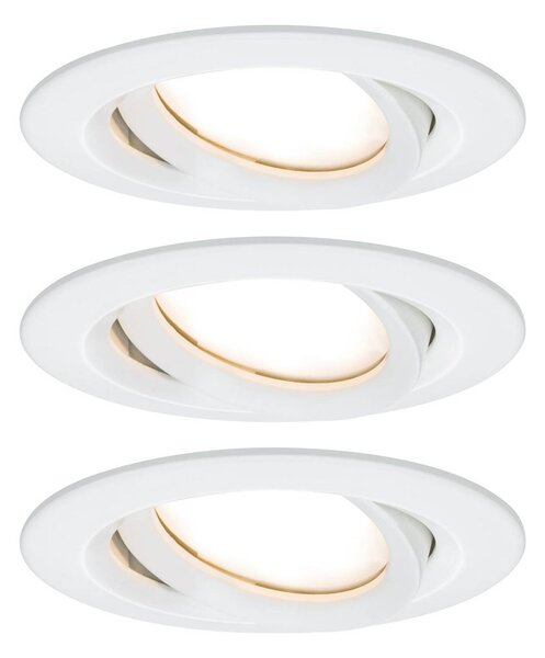 Paulmann LED bodovka Nova Plus Coin, 3 kusy, kulaté, bílé, 2 700 K, IP65, stmívatelný, Bílá / opál, Chodba, Hliník, Moderní, Zapuštěné kulaté