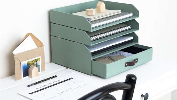 Zelený kartonový organizér zásuvkový/na dokumenty Walter Canvas Paper Laminate – Bigso
