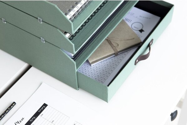 Zelený kartonový organizér zásuvkový/na dokumenty Walter Canvas Paper Laminate – Bigso