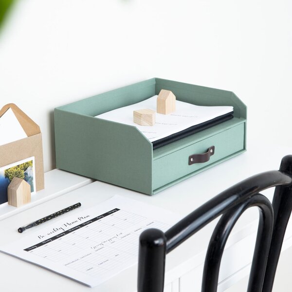 Zelený kartonový organizér zásuvkový/na dokumenty Walter Canvas Paper Laminate – Bigso