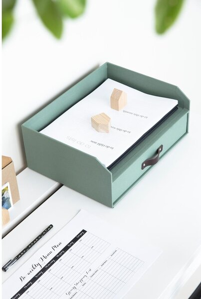 Zelený kartonový organizér zásuvkový/na dokumenty Walter Canvas Paper Laminate – Bigso