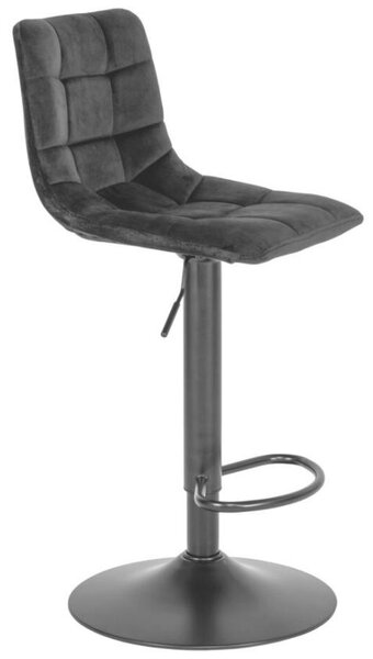 Nordic Living Černá sametová barová židle Nellie 63-83 cm