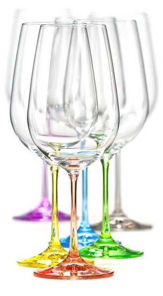Crystalex - Bohemia Crystal Sklenice na červené víno Viola Rainbow 550 ml, 6 ks (mix barev)