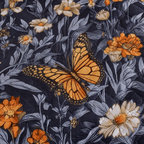 Přehoz na postel BUTTERFLY GARDEN modrošedý Rozměr: 220 x 240 cm