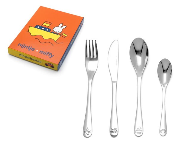 Nerezový dětský příbor ve stříbrné barvě 4 ks Miffy – Zilverstad