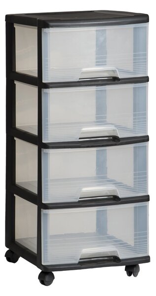 Černo-průhledný plastový pojízdný regál 37x80,5 cm – Curver