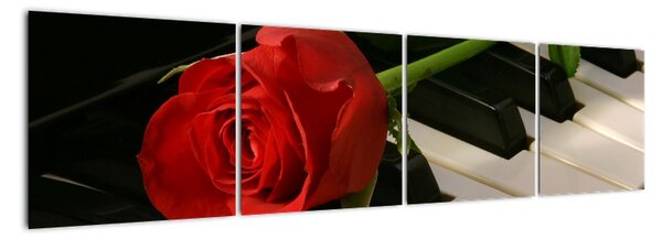 Obraz růže na klavíru (160x40cm)