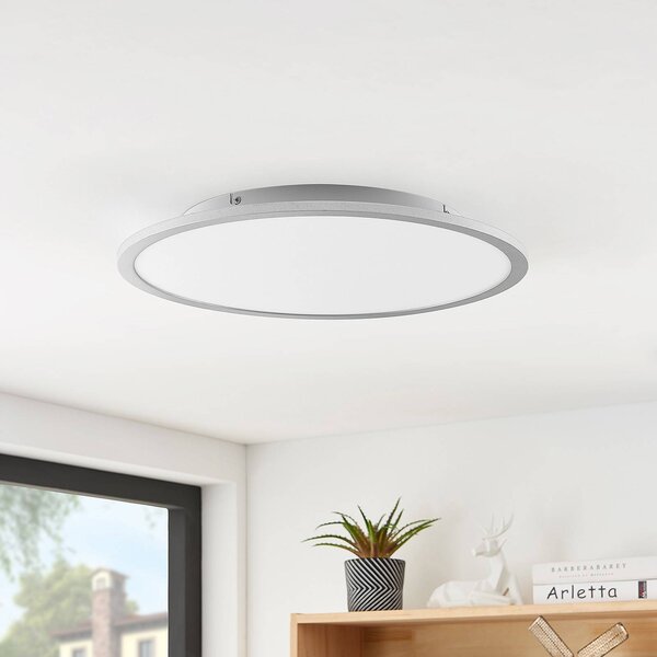 Lindby LED stropní svítidlo Narima, 4 000 K, Ø 50 cm, stříbrná, Hliník / šedá / zinek, Kuchyň, Plast, Moderní