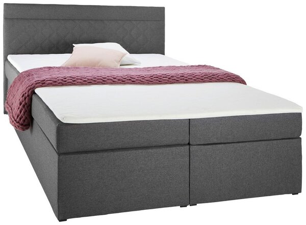 Boxspring postel s topperem Rosa 140x200 cm, tmavě šedá
