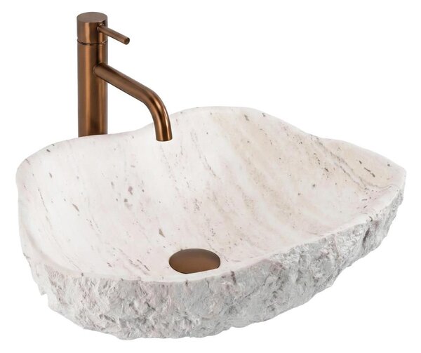 REA-U0642 - Umyvadlo na desku ISLA 37x49 cm bílá/béžová/imitace kamene