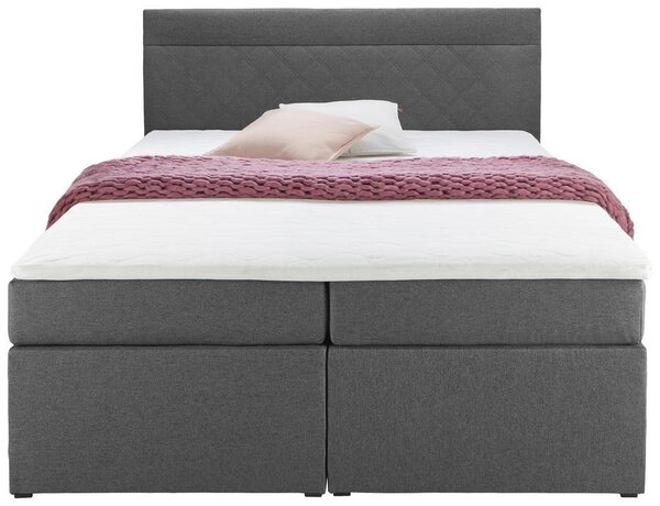 Boxspring postel s topperem Rosa 140x200 cm, tmavě šedá