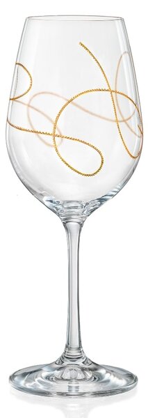 Crystalex - Bohemia Crystal Sklenice na víno Viola String gold 350 ml, 2 ks