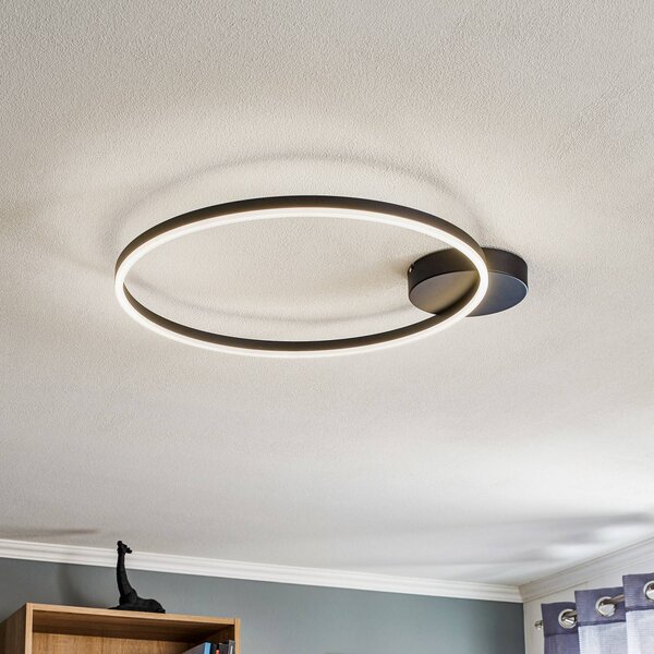 Fabas Luce LED stropní světlo Giotto, 1žár., černá, stmívatelný, Černá, Obývací pokoj / jídelna, kov, Moderní