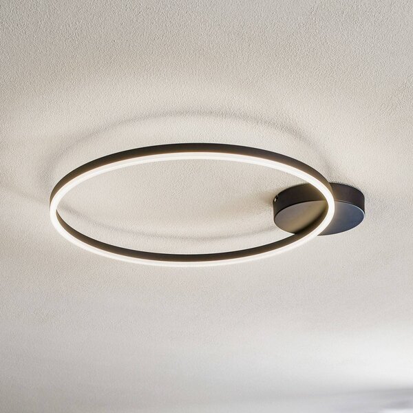Fabas Luce LED stropní světlo Giotto, 1žár., černá, stmívatelný, Černá, Obývací pokoj / jídelna, kov, Moderní