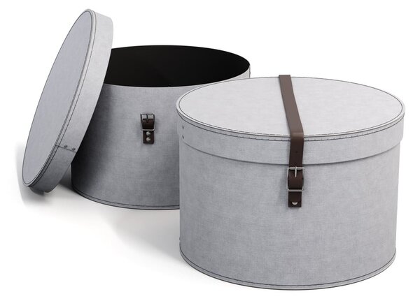 Světle šedé kartonové úložné boxy v sadě 2 ks s víkem ø 37,5x25,5 cm Rut Canvas Paper Laminate – Bigso