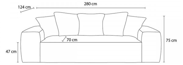 Světle růžová manšestrová pohovka 280 cm Voltaire – Bobochic Paris