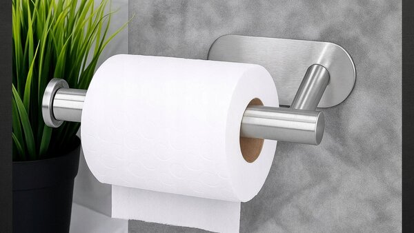 DRŽÁK VĚŠÁK NA TOALETNÍ PAPÍR BEZ VRTÁNÍ SAMOLEPICÍ WC KOUPELNA