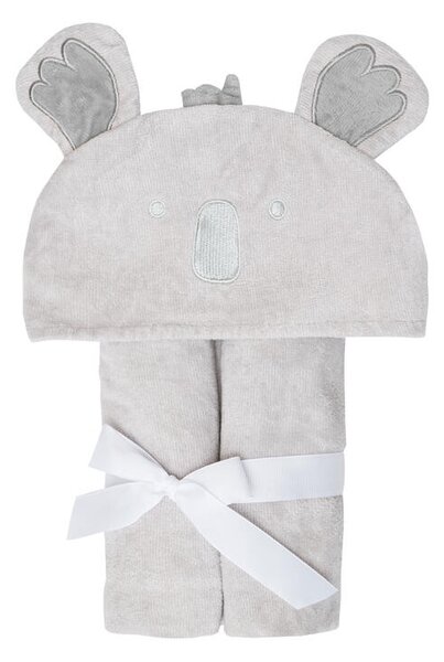 Dětská osuška VELUR s kapucí koala světle šedá dětská osuška