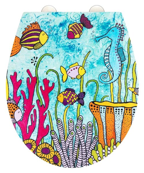 Záchodové prkénko s automatickým zavíráním 37 x 44,5 cm Rollin'Art Ocean Life – Wenko