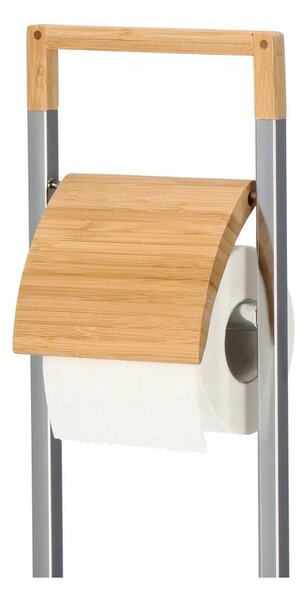 Držák na toaletní papír s WC štětkou SPRINGOS TB0003 chrom/bambus